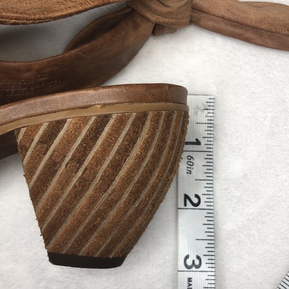 SCHULER & SONS Philadelphia Peep Toe Tie Back Tan Leather Heels 6 - Picture 9 of 11